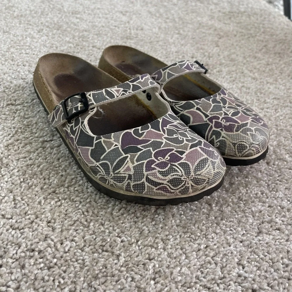 Birki's Sandal Mens 8 Womens 10 Multicolor Floral Slip-On Buckle Casual Summer
